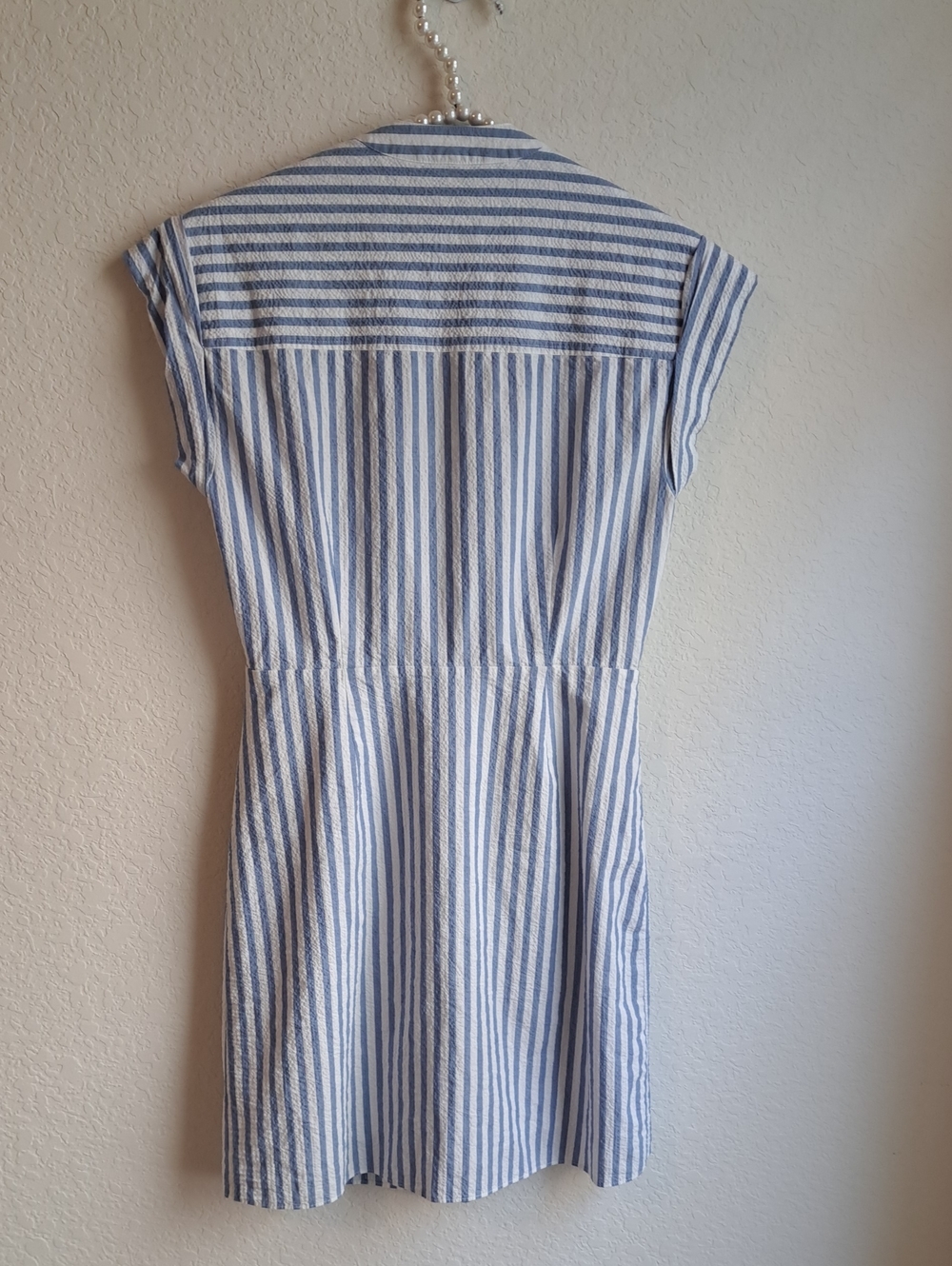 Veronica Beard Women’s Mini Dress Blue  White Stripe Twist-Waist Shirt Cotton XS - Picture 6 of 14